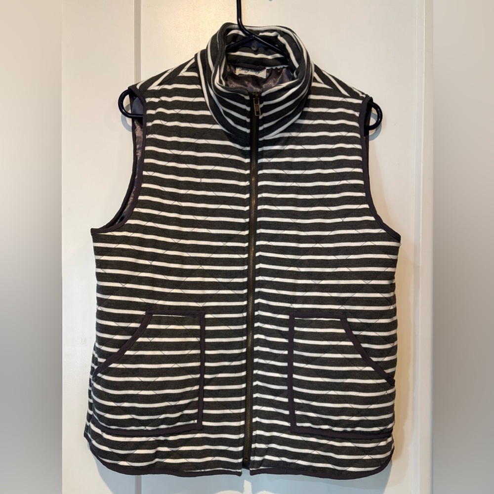Striped Dark Gray and White Women's Vest
